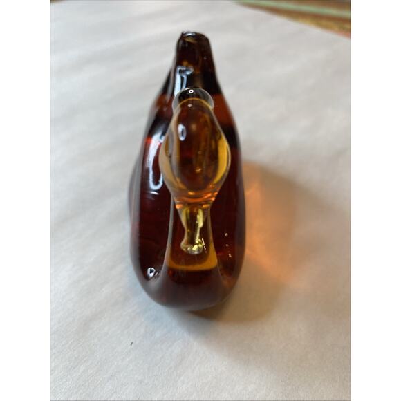 Vintage Pilgrim Hand Blown Glass Amber Swan Bird Colored Art Amber Paper Weight - Picture 4 of 15